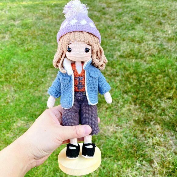 Winter Girl Crochet Doll with Beanie | Christmas Amigurumi | Kawaii Plush - Picture 5 of 9